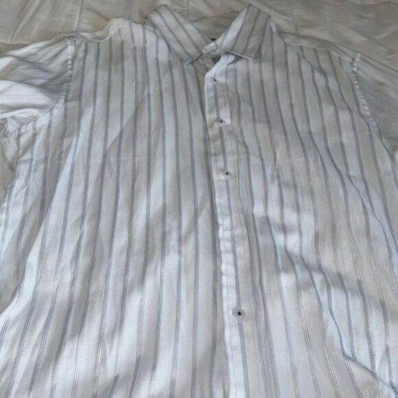 Level Ten Mens Striped Long Sleeve Button-Down Shirt W/ Black Graphic Design L - Picture 5 of 12